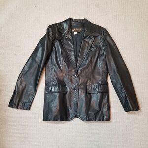 VTG Split End Ltd Leather Jacket Womens Black Size 8/10 Biker Punk Goth 90s READ